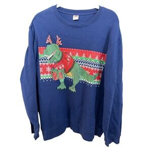 Holiday Christmas Dinosaur Pullover Sweatshirt XL 46-48 Holiday Ugly Sweater